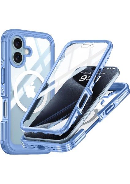 IPhone 16 360 Için Manyetik Kılıf Her Şey Dahil Cam Ekran Koruyucu Damla (Yurt Dışından)