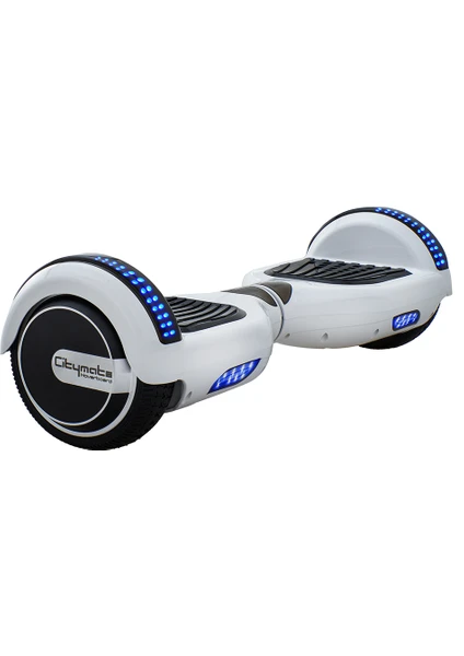 Citymate Smart Balance Elektrikli Kaykay Hoverboard 6.5 Inch Otomatik Dengeli LED Işıklı Beyaz