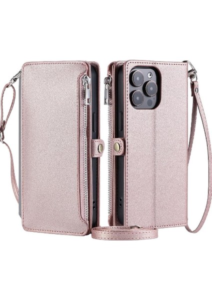 IPhone 14 Için Crossbody Durumda Pro Max Uzun Kordon Fermuar Faturaları Yuvası 9 (Yurt Dışından)