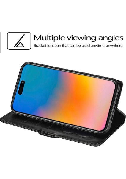 IPhone 15 Için Fermuar Cep Durumda Pro Max Manyetik Kapatma Bilek Kayışı Pu (Yurt Dışından)