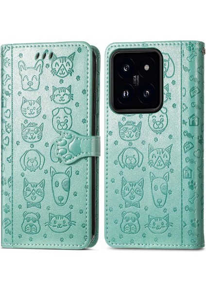 Xiaomi 14T Kılıf Için Kılıf Karikatür Hayvanlar Kapak Çevirin Kısa Kayış (Yurt Dışından)