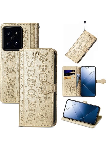 Xiaomi 14T Kılıf Için Kılıf Karikatür Hayvanlar Kapak Çevirin Kısa Kayış (Yurt Dışından)