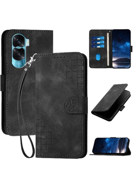 Ayrılabilir El Kayışı Kabartmalı Kelebek ile Onur 90 Lite Için Flip Case (Yurt Dışından)