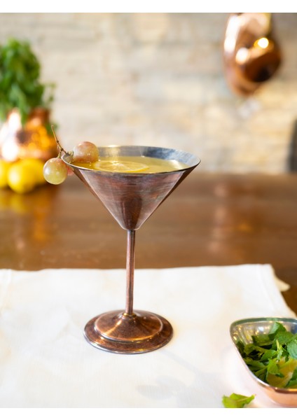 Bakır Kadeh Martini Düz Model Oksit Renk 2'li