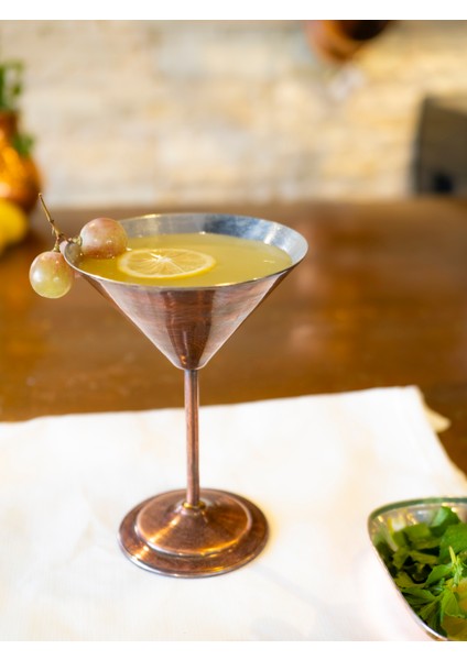 Bakır Kadeh Martini Düz Model Oksit Renk 2'li