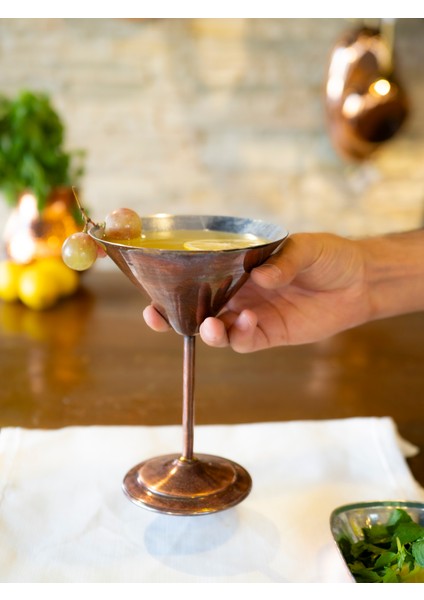Bakır Kadeh Martini Düz Model Oksit Renk 2'li