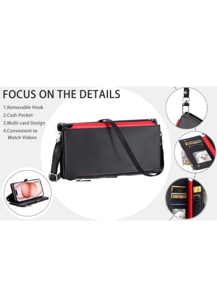 Google Piksel 8 Uzun Kordon Fermuar Faturaları Yuvası Rfıd 9 Için Crossbody Durumda (Yurt Dışından)