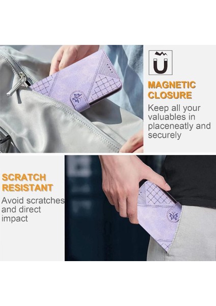 Xiaomi Redmi 9 Için Flip Case Kabartmalı Kelebek ve Kredi Kartı Yuvası Yüksek (Yurt Dışından)