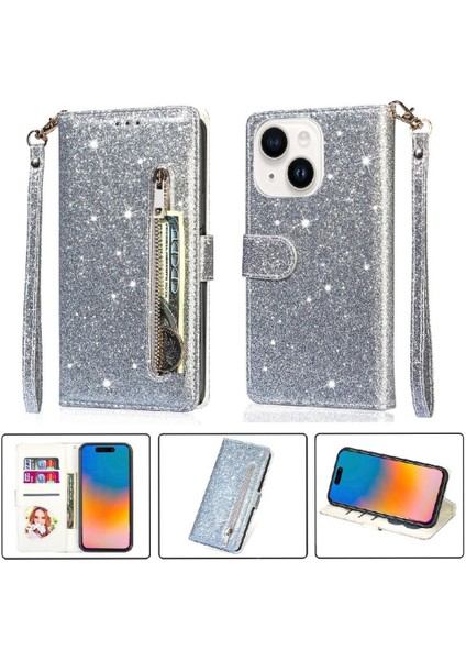 IPhone 15 Için Fermuar Cep Durumda Manyetik Kapatma Pu Deri Bilek Kayışı (Yurt Dışından)