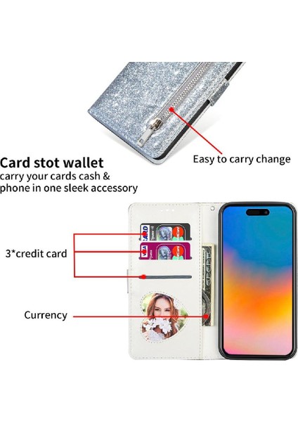 IPhone 15 Için Fermuar Cep Durumda Manyetik Kapatma Pu Deri Bilek Kayışı (Yurt Dışından)