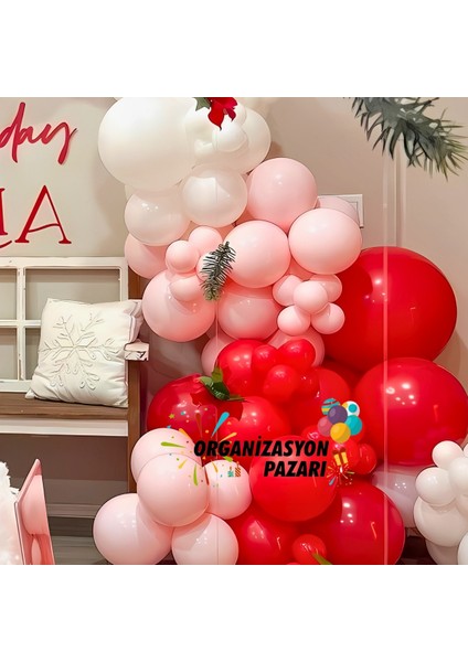 Balon Seti Makaron Pembe-Kırmızı-Beyaz 60 Lı Balon Zinciri Seti fırsatları