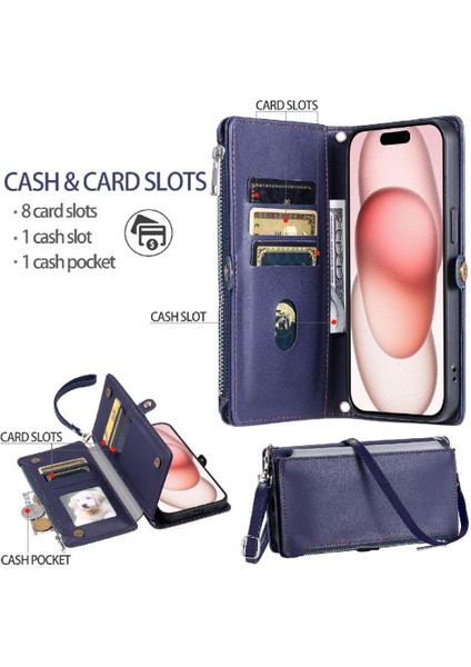 IPhone 12/12 Pro Için Crossbody Durumda Cüzdan Rfıd Engelleme Fermuar 9 (Yurt Dışından) indirimleri