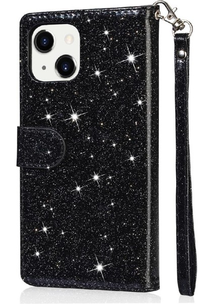 IPhone 15 Için Fermuar Cep Durumda Artı Glitter Cüzdan Kılıf Manyetik Pu (Yurt Dışından)