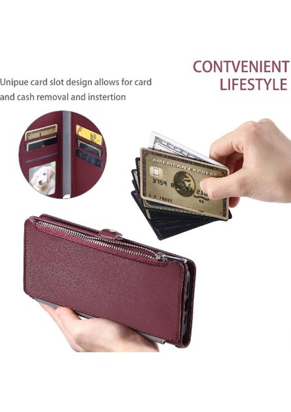 IPhone 12 Için Crossbody Durumda Mini Durumda Cüzdan Rfıd Engelleme 9 Kart Yuvaları (Yurt Dışından)