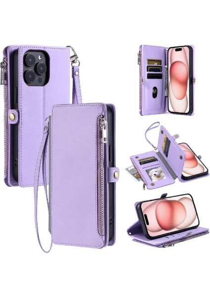 IPhone 14 Için Crossbody Durumda Pro Max Uzun Kordon Fermuar Faturaları Yuvası 9 (Yurt Dışından)