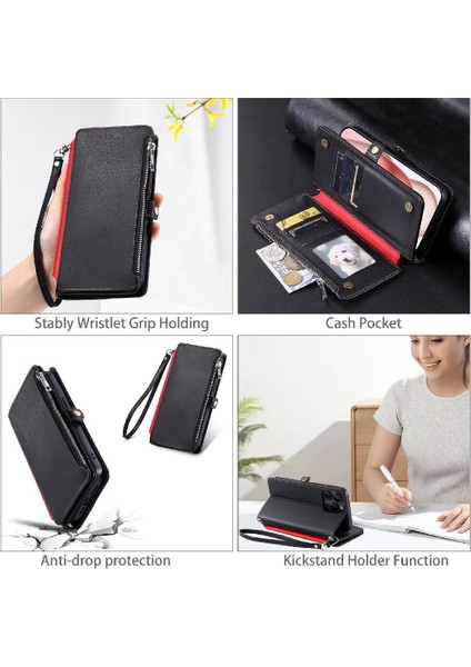 IPhone 13 Için Crossbody Durumda Pro Max Rfıd Engelleme Uzun Kordon 9 Kart (Yurt Dışından)