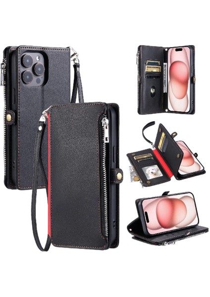 IPhone 16 Pro Için Crossbody Durumda Rfıd Engelleme Durumda Cüzdan 9 Kart Yuvaları (Yurt Dışından)