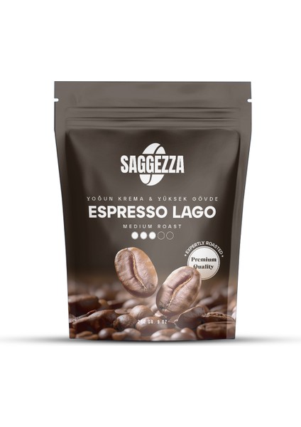 Espresso Lago, Orta Kavrulmuş, Yoğun Gövdeli ve Kremalı kahve 250 gr