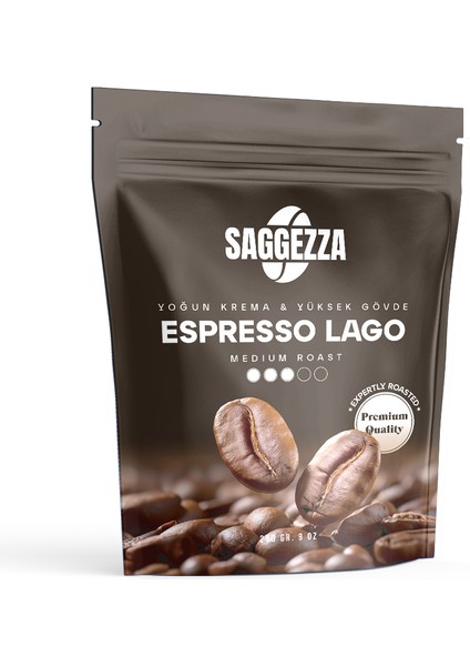 Espresso Lago, Orta Kavrulmuş, Yoğun Gövdeli ve Kremalı kahve 250 gr