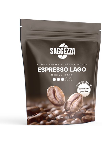 Espresso Lago, Orta Kavrulmuş, Yoğun Gövdeli ve Kremalı kahve 1000 gr