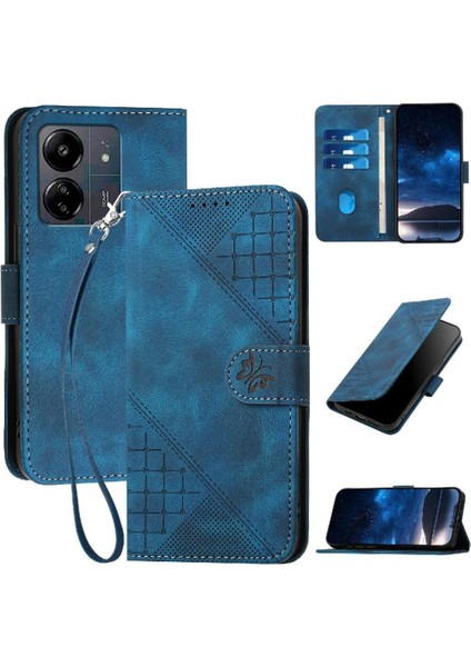 Xiaomi Poco C65 4g Kabartmalı Kelebek Yüksek Kaliteli Deri Için Flip Case (Yurt Dışından)