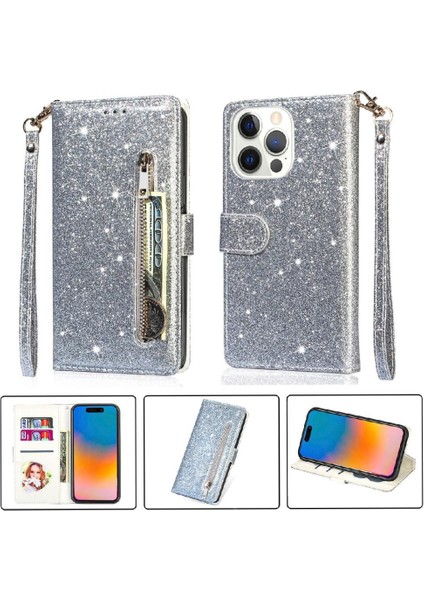 IPhone 15 Için Fermuar Cep Durumda Pro Max Manyetik Kapatma Bilek Kayışı Pu (Yurt Dışından)