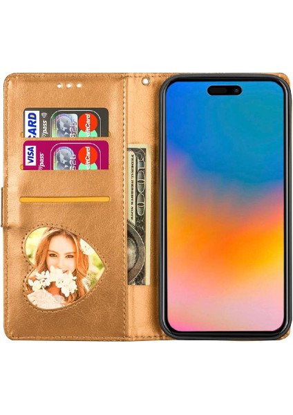 IPhone 15 Için Fermuar Cep Durumda Artı Glitter Cüzdan Kılıf Manyetik Pu (Yurt Dışından)