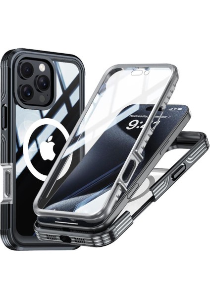 IPhone 16 Pro 360 Için Manyetik Kılıf Her Şey Dahil Askeri Damla ve Çarpışma (Yurt Dışından)
