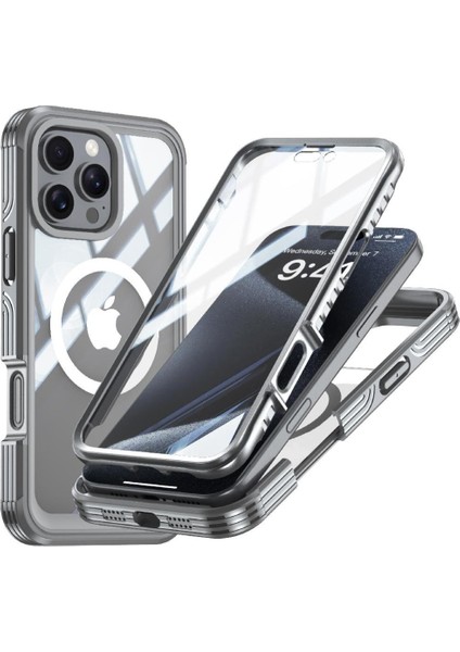 IPhone 16 Pro 360 Için Manyetik Kılıf Her Şey Dahil Askeri Damla ve Çarpışma (Yurt Dışından)