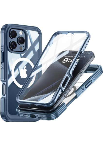 IPhone 16 Pro 360 Için Manyetik Kılıf Her Şey Dahil Askeri Damla ve Çarpışma (Yurt Dışından)