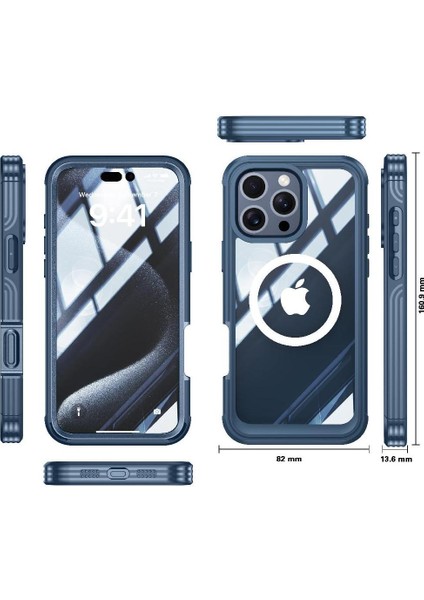 IPhone 16 Pro 360 Için Manyetik Kılıf Her Şey Dahil Askeri Damla ve Çarpışma (Yurt Dışından) modelleri