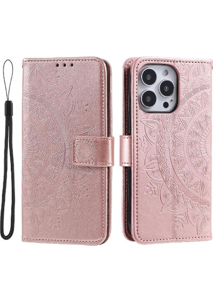 IPhone 14 Için Flip Case Pro Totem Kabartma Kickstand Pu Deri Cüzdan (Yurt Dışından)
