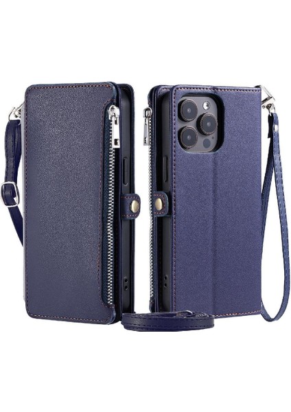 Crossbody Durumda IPhone 13 Pro Fermuar Faturaları Yuvası Durumda Cüzdan Rfıd 9 (Yurt Dışından)