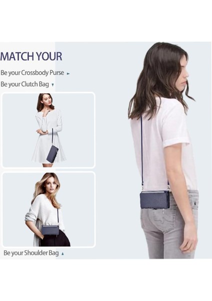 Crossbody Durumda IPhone 13 Pro Fermuar Faturaları Yuvası Durumda Cüzdan Rfıd 9 (Yurt Dışından)