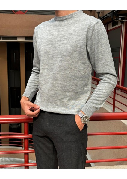 Erkek, Bisiklet Yaka, Slim Fit, Old Money, Yün-Akrilik Elyaf, Triko Kazak PLTK03 indirimleri
