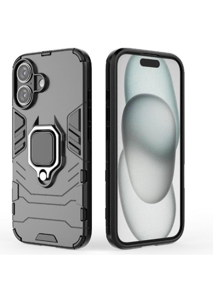 Halka Araba Montaj Kickstand Durumda IPhone 16 Için Askeri Sınıf Koruma Halkası (Yurt Dışından)