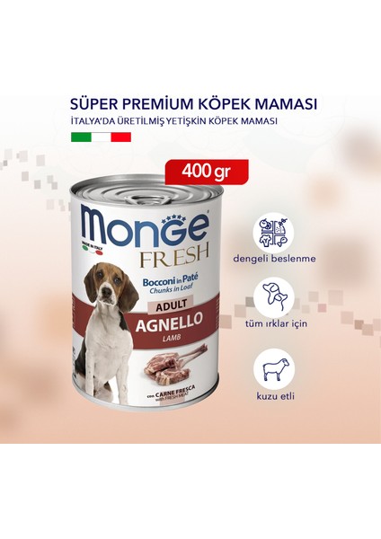 Fresh Adult Kuzu Etli Yetişkin Köpek Maması Konserve 400 gr