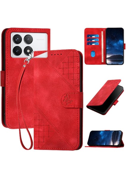 Xiaomi Redmi K70 Için Flip Case Yüksek Kalite Deri Telefon Kılıfı Kabartmalı (Yurt Dışından)