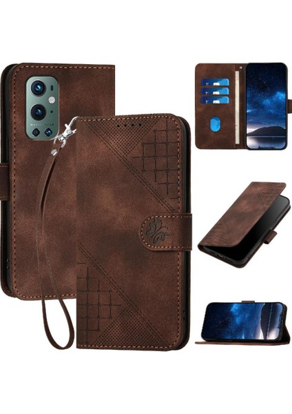 Oneplus 9 Pro Için Flip Case Kabartmalı Kelebek Yüksek Kaliteli Deri Telefon (Yurt Dışından)