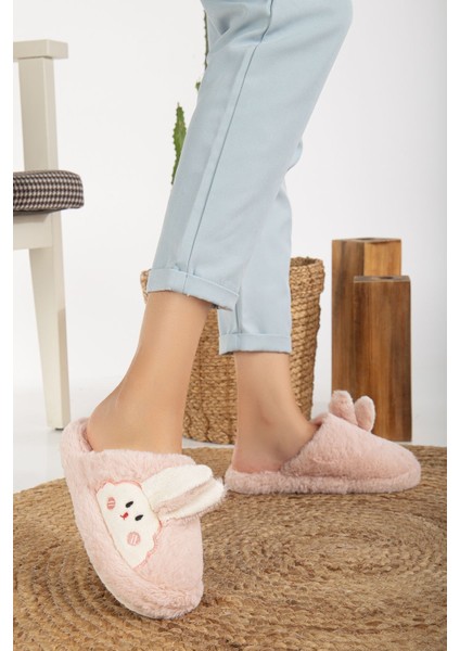 Kadın Tavşan Figürlü Sessiz Taban Peluş Ev Terliği, Kadın Ev Terliği fiyatları