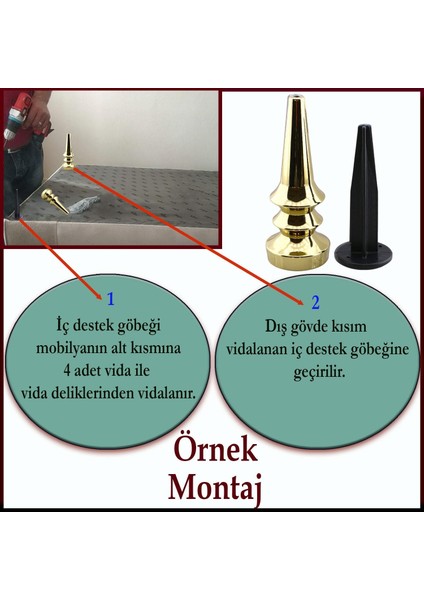 Mobilya Yükseltici Kanepe Koltuk Tv Ünitesi Baza Ayağı Zigon Orta Sehpası Ayak Ayakları 20 cm Altın