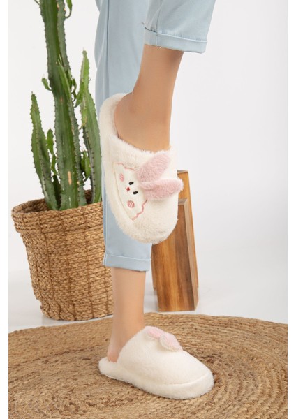 Kadın Tavşan Figürlü Sessiz Taban Peluş Ev Terliği, Kadın Ev Terliği modelleri