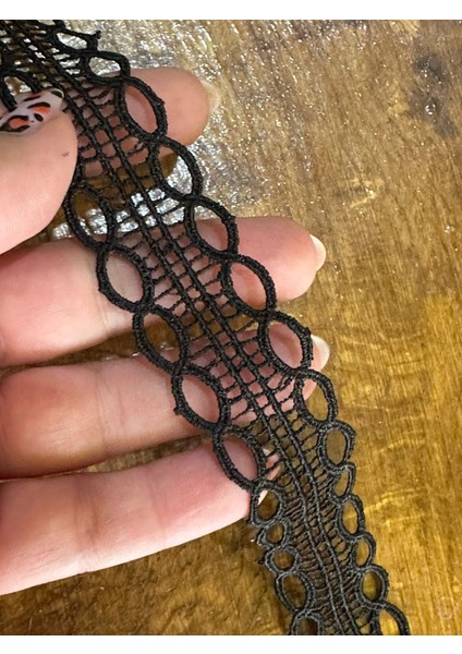 Nakış Işleme Güpür Siyah Şerit Dikiş Aksesuarı En 3 cm 1 Metre
