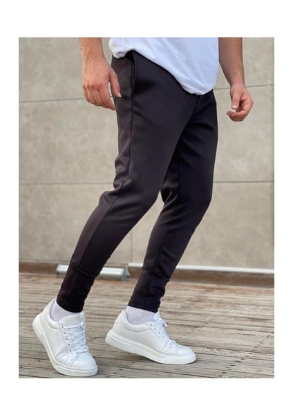 Erkek Siyah Scuba Kumaş Slimfit Jogger Outdoor Eşofman Altı fiyatları