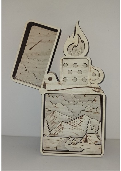 Ahşap Mdf Çok Katmanlı Zippo Dekoratif Obje