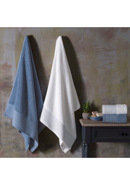 Wind Pure Cotton Pamuk Hamam Set Beyaz Denim