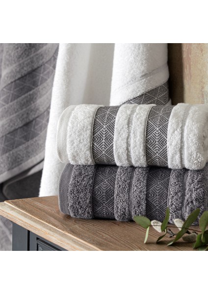Velvet Pure Pamuk Hamam Set Beyaz Antrasit