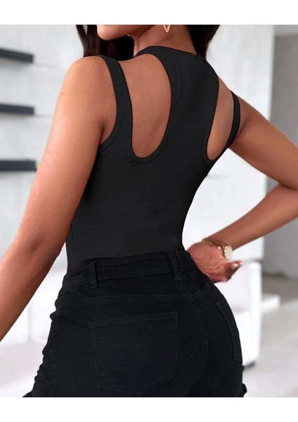 Kadın Kolsuz Boyundan Çapraz Geçirmeli Göğüs Damla Detay Kaşkorse Bluz fırsatları