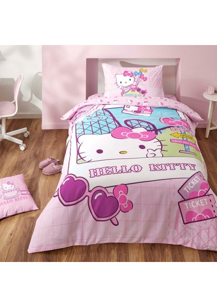 Lisanslı Hello Kitty Travel Pamuk Tek Kişilik Nevresim Takımı