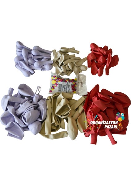 Balon Seti Mercan-Makaron Lila-Retro Beyaz 100 Lü Balon Zinciri Seti modelleri